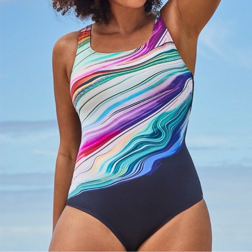 New Crossback Chlorine Resistant One Piece Tank Swimsuits For All Plus Size 20